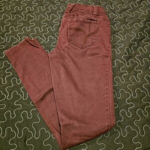 YMI Dark Berry Mid-Rise Distressed Wannabettabutt Skinny Jeans. Juniors‎ Size 1